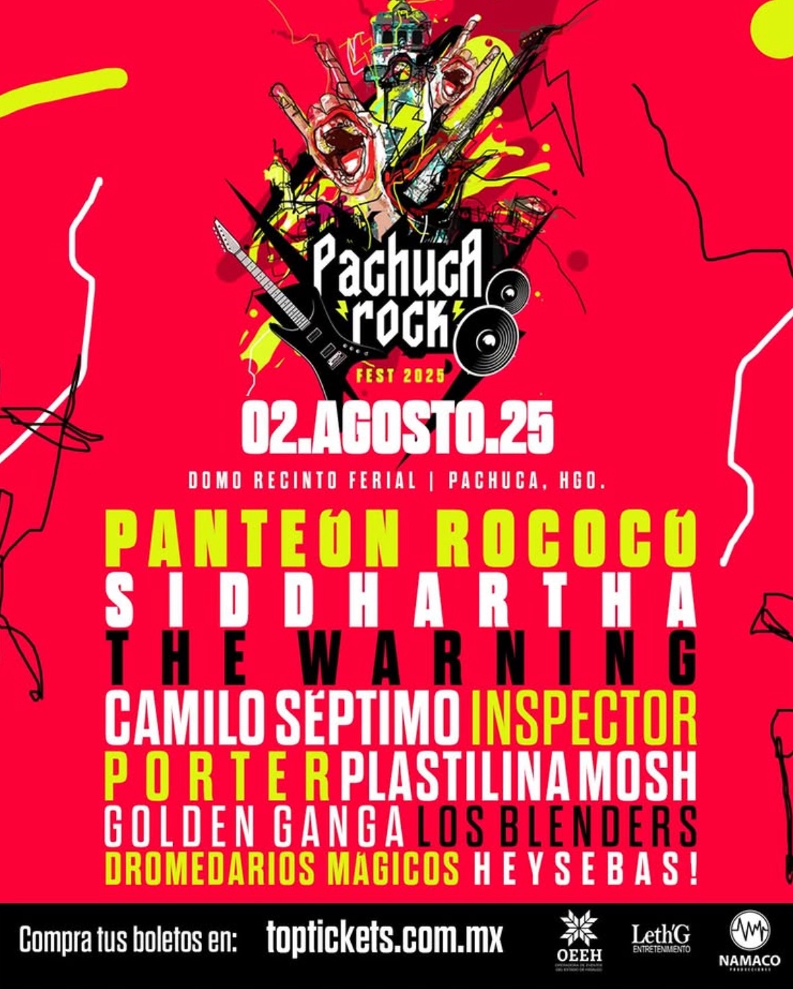 ¡Es OFICIAL! Pachuca Rock Fest 2025: Panteón Rococo, Siddhartha, The Warning y un cartel de ensueño en el Domo del Recinto Ferial